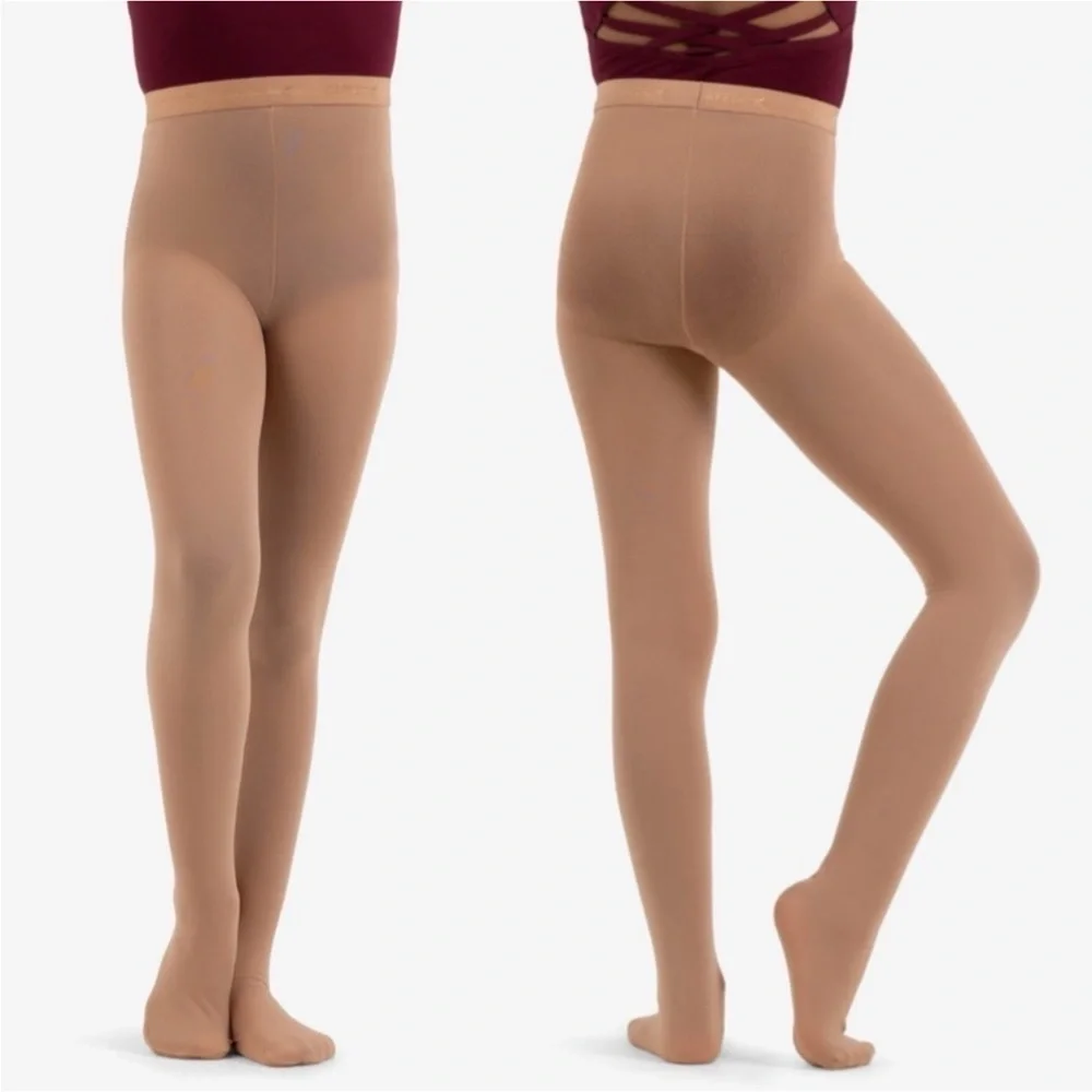 Sansha Tiara Ballet Leotard Dress Black Size B = 4 + Capezio Tan Tights New NWT